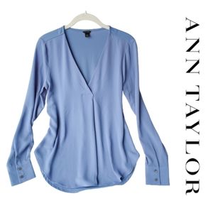 Ann Taylor Light Blue Blouse with Button Sleeves